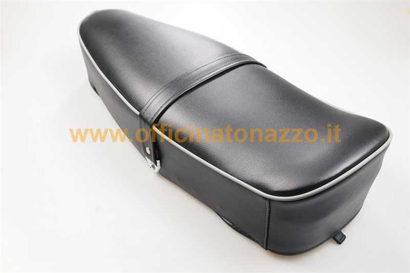 Saddle for Vespa 50SS / 90SS black, edge: dark gray, without lock, with saddle strap