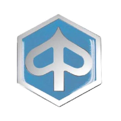 Écusson Piaggio adhésif hexagonal en aluminium, recouvert de caoutchouc, dimensions 32 mm pour bouclier Vespa