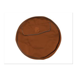 Brown imitation leather spare wheel cover with shield for 8" wheels
