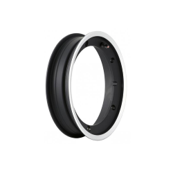 Tubeless-Felge SIP 2.10x10", schwarz mit poliertem Rand für Vespa 50-125-150-200, Rally, PX, Sprint usw. (vormontiertes Ventil und Muttern inklusive)