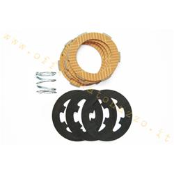 Clutch discs 4 carbon Newfren with intermediate discs and spring for Vespa 50 - ET3 - PK - S - XL