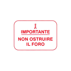 Vespa sticker "Important, do not block the hole" in red
