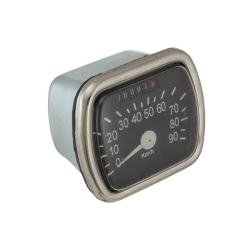 Tachometer mit 90 km/h Skala, schwarzer Hintergrund für Vespa V30-33, VM, VN, ACMA, VL1 (73x62 mm)
