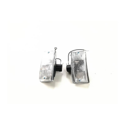 Pair of front turn signals with white glass and chrome frame for Vespa PX - PE - T5