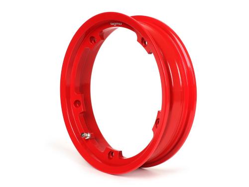 Cerchio BGM PRO BGM7987 in alluminio rosso 2.10-10, tubeless con doppio hump, valvola metallica e sei dadi inclusi, per Vespa classiche con mozzo da 10 pollici compatibile; solo pneumatici TL.