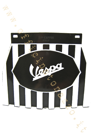 Guardabarros (escrito con "Vespa" en blanco) en el modelo de goma "Europa" blanco y negro