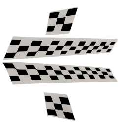 Set decorazione adesiva PIAGGIO "Bandiera a scacchi", Vespa S Sport, per Vespa LX/LXV/S 50-150ccm, 4 pezzi, grigio scuro opaco, laterale, per modello nero