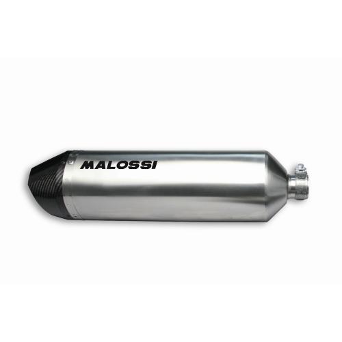 Scarico Malossi RX catalizzato 3215157.K0 in acciaio inox satinato con fondello in carbonio, omologazione e-mark, per Piaggio Beverly Sport Touring 350 ie Euro 3 fino al 2016.