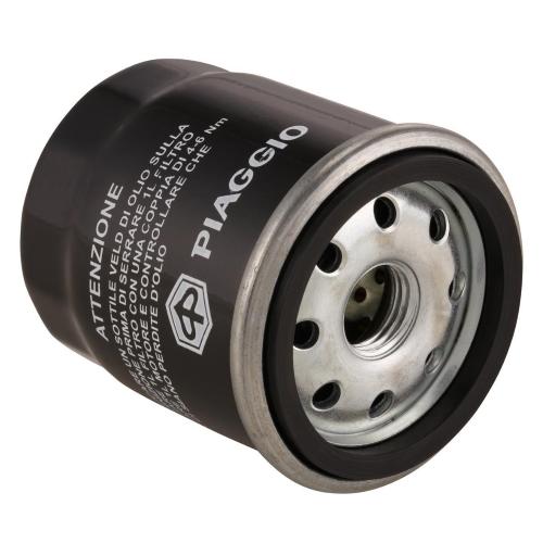 Filtro olio originale Piaggio 82635R, equivalente e successore dei riferimenti 483727, 1A022356 e AP8580128, corpo nero 50x67 mm con attacco M14.