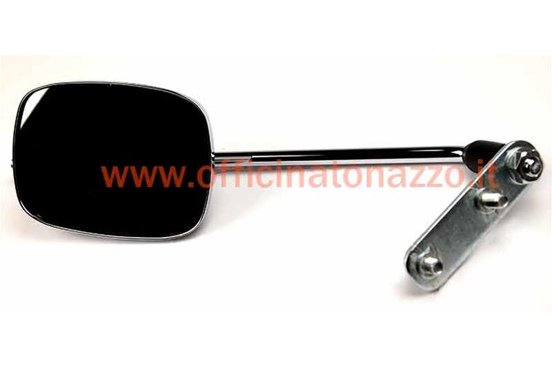 Rectangular right / left chromed rearview mirror (rod size 30cm) for Vespa complete with bracket