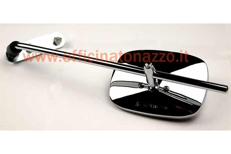 Rectangular right / left chromed rearview mirror (rod size 30cm) for Vespa complete with bracket