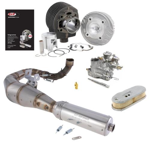 Tuning Kit SIP 125 cc SPORT "Legal" per Vespa P80X/PX80 E /Lusso senza pompa dell'olio, Ã 57mm, ghisa, 3 porte, corsa 48mm, con testata, con certificazione del pezzo, incl. scarico racing SIP Performance, carburatore SI 24.24, getto, filtro aria, TUNI