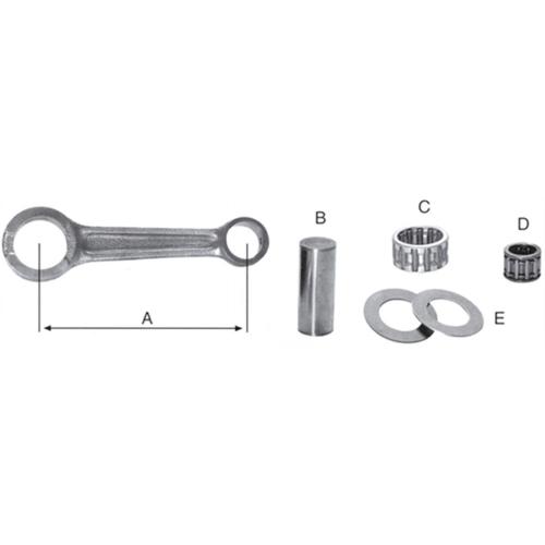 Mobylette connecting rod kit incl. connecting rod, disc washer, bearing, lower/upper