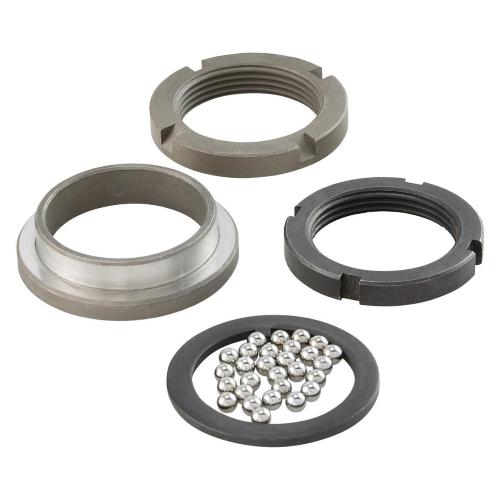 Kit cuscinetto superiore sterzo Mauro Pascoli 90123100, cinque componenti con sfere, per Vespa 125 VN e Vespa 150 VL, VB1 e GS compatibili; ricambio da restauro.