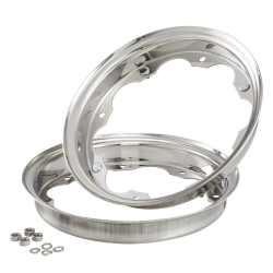 Cerchio largo per Lambretta 125 LI/Special/GP/DL/150 LI /Special/SX/GP/175 TV/200 TV /SX/GP/DL, 2.60-10", anteriore/posteriore, acciaio inox lucidato, grado A - riparazione perfetta