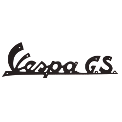 Distintivo "Vespa GS", paragambe per Vespa 150 GS VS1 -5T nero, fissaggio: 9 rivetti, 140x45 mm, grado A - restauro originale