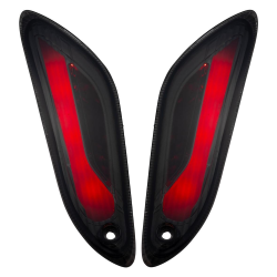 Kit indicatore POWER1 posteriore, destro/sinistro, MK II, per Vespa Primavera/Sprint 50ccm 2T/4T, colore nero, presa indicatore: LED, con e-pass, con luci di ingombro a LED come accessorio estetico