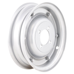 Cerchio per Vespa 98/125 V1-15/V30 -33/VU/VM/VN/VNA/Hoffmann /VNB/ACMA/150 VL/VB/VBA/VBB, 2,10-8", chiuso, argento, 4 fori, dado M8, chiave 13, grado C - riparazioni a basso prezzo
