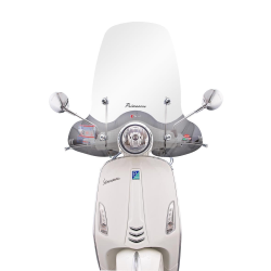 Paravento FACO, trasparente, per Vespa Primavera 50-125ccm 2T/4T (`14-) full-size, h 540 mm, l 680 mm, incl. materiale di montaggio
