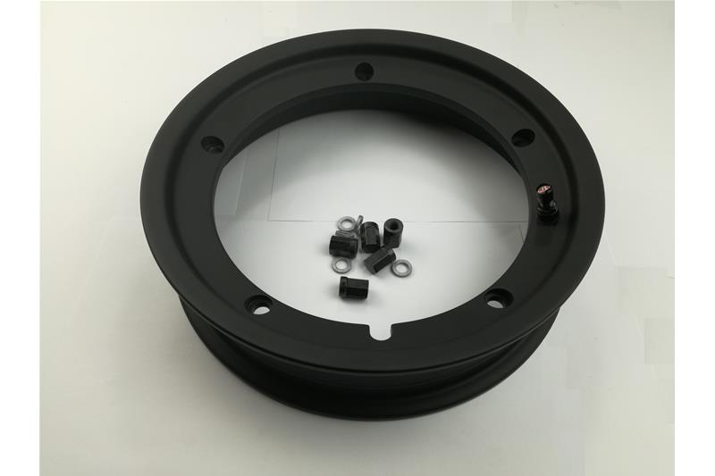 Circle SIP sin cámara 2.10x10 ", negro para Vespa 50-125-150-200, Mitin, PX, Sprint etc. (válvula and incluyendo tuercas pre-montado)