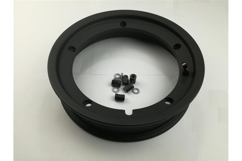 Jante Tubeless SIP 2.10x10 ", noire pour Vespa 50-125-150-200, Rally, PX, Sprint etc. (valve pré-assemblée et écrous inclus)