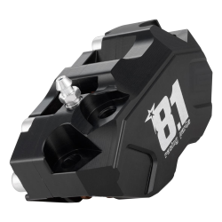 Bremszange OTTOPUNTOUNO Hurricane – 4 Kolben, radial – CNC-gefrästes Aluminium, schwarz eloxiert