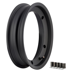 SIP tubeless rim for Vespa 160 GS/180 SS, 2.25-10", open, front and rear, matt black, pre-mounted valve, grade AA - first-class repair