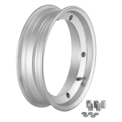 SIP tubeless rim 2.50x10", grey for Vespa 50-125-150-200, Rally, PX, Sprint etc. (pre-mounted valve and nuts included)
