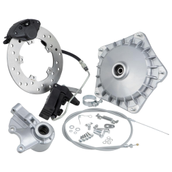 Disc Brake GRIMECA Classic NT "Classic Look", front, for Vespa P80-150X/P200E 1°/PX80 -150E 1°,  silver, flat, Ø 16 mm,  with PX MY brake disc and calliper,  Chassis SPORT - comfortable  and Grade AA - first-class repair