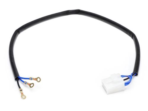 Cavo BGM PRO BGM6690V50 per regolatori BGM6690 e BGM6696 su conversioni Vespa 12 V AC. Connettore pronto, massa nera e due cavi blu.