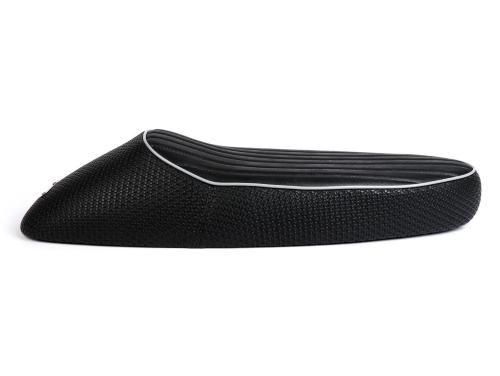 Sella BGM PRO Sport BGM2730N per Vespa V50, Primavera ed ET3: bordatura grigia, chiusura magnetica, base ABS, 64x24x13 cm.