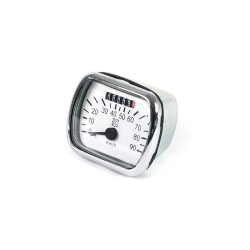 Tachometer mit 90 km/h Skala, weiß/schwarzer Hintergrund für Vespa V30-V33, VM, VN, VL1-VL3