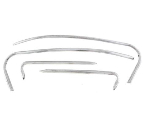 Set quattro fregi SIP 75434000 in alluminio opaco per cofano e parafango Vespa 160 GS VSB1. Ricambio compatibile con riferimento Piaggio 93338.