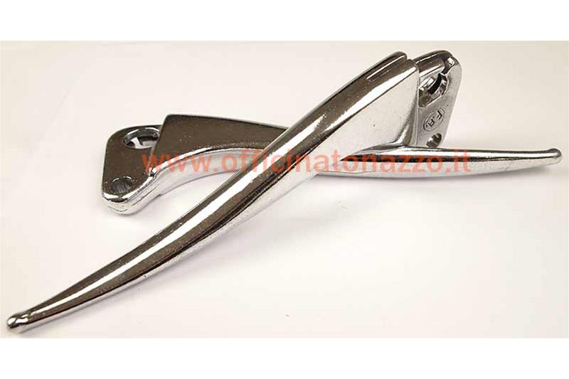 Par de palancas de freno de embrague puntiagudas de aluminio para Vespa 50-90 - Primavera - VNB - VNA - VBB (con corte frontal)