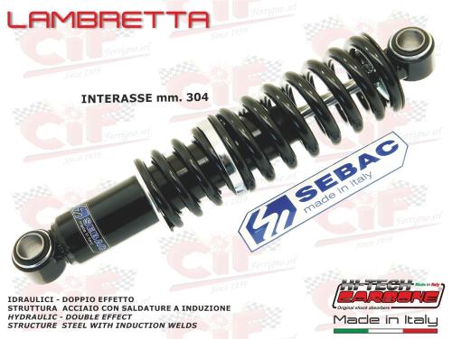 AMMORTIZZATORE POSTERIORE "SEBAC BY HITECH CARBONE" LAMBRETTA LI 3^SERIE
