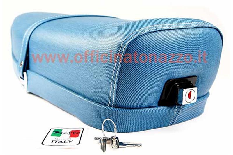 "Blue jeans" color two-seater saddle for Vespa 50 - Primavera - ET3 (with lock)