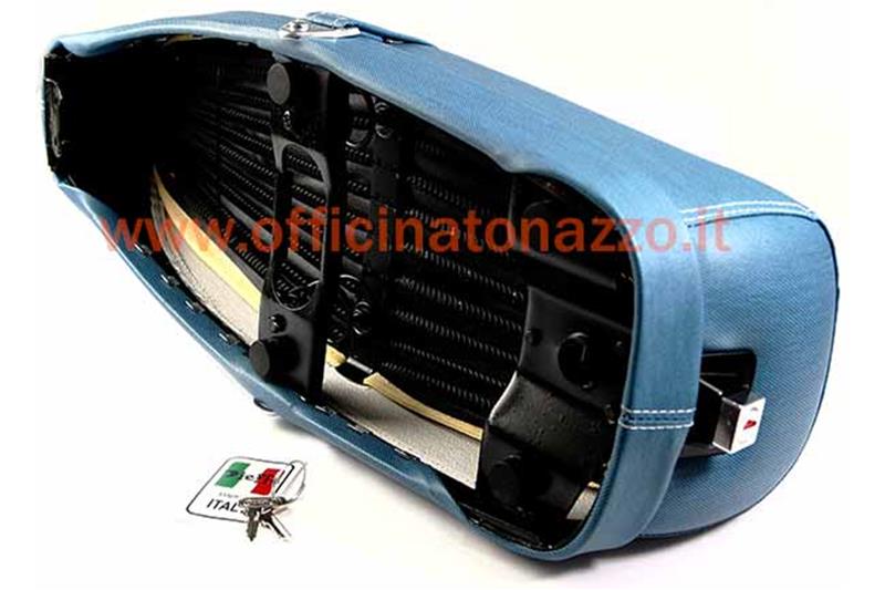 "Blue jeans" color two-seater saddle for Vespa 50 - Primavera - ET3 (with lock)