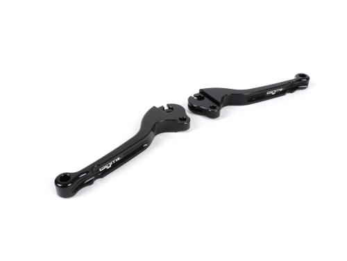 Set leve freno e frizione BGM PRO BGM4560KT in alluminio CNC anodizzato nero, per Vespa Largeframe 1957-1998 e Smallframe 1963-1989 compatibili.