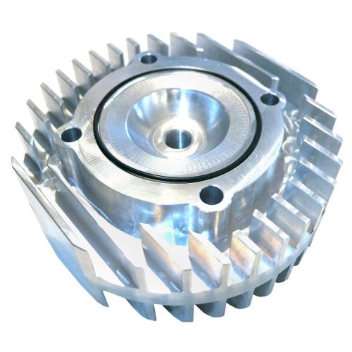 Testa MRP T5 22159372 per Polini 152: alluminio CNC, Ø62 mm, candela a filetto lungo, squish 1,1 mm, rapporto 11,5:1 e O-ring incluso.