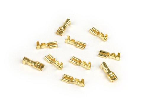 Confezione BGM Original 3330395 di 10 capicorda Faston femmina da 4,8 mm per cavi 0,5-1,0 mm², conformazione DIN 46247, in ottone non isolato.
