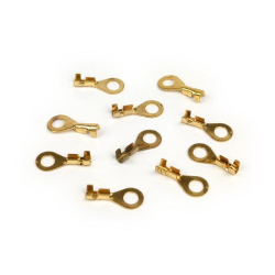 Dieci capicorda Faston BGM ORIGINAL BGM3330400 in ottone, occhiello 5,7 mm e sezione nominale 1,0-1,5 mm², per crimpatura o saldatura.