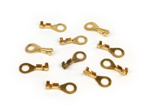 Dieci capicorda Faston BGM ORIGINAL BGM3330400 in ottone, occhiello 5,7 mm e sezione nominale 1,0-1,5 mm², per crimpatura o saldatura.