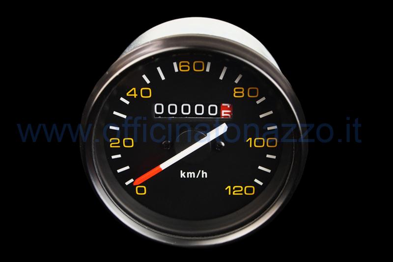 Escala de cuentakilómetros 120km / h negra para Vespa P80 / 125 / 150X - PX80 / 125/150 / 200E - P150S - P200E