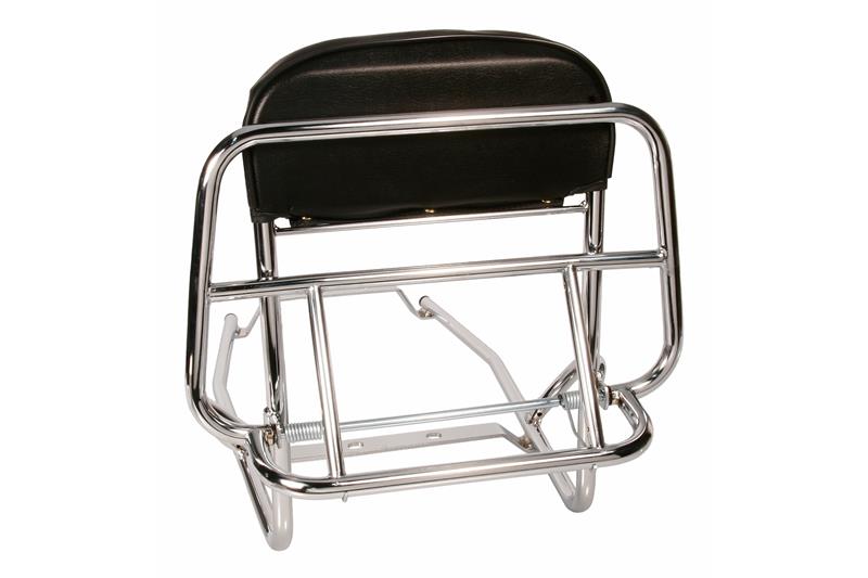 Porte-bagages arrière Cuppini pour Vespa PX80-200 / PE / Lusso / T5, dimensions pliantes 38x25 cm, avec dossier