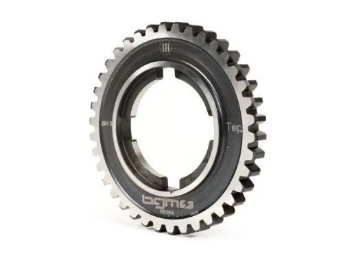 Ingranaggio terza BGM PRO BGM6538A Z38 per Vespa PX/PE fino al 1984 e Rally 180/200 con crociera bombata. Acciaio NiCrMo, 58-60 HRC.