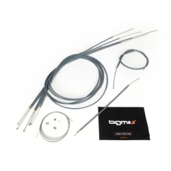Kit cavi BGM6400N con guaine grigie a basso attrito per Lambretta LI, LIS, SX e TV serie 2-3. Cavo contachilometri non compreso.