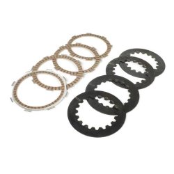 Kit dischi guarniti frizione incl. dischi in acciaio -BGM PRO SPORT Alu- tipo Honda CR80 adatto per cestello di accoppiamento standard da Vespa Cosa2/FL (1992-), PX (1995-), Superstrong, Scooter & Service, MMW, Ultrastrong- 4 dischi