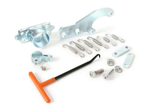 Kit flangia marmitta compresi staffa, molle e gancio a molla -BGM PRO Clubman V2-V3-V4- Lambretta 1a serie, 2a serie, 3a serie - tipo cilindro ghisa e TS1