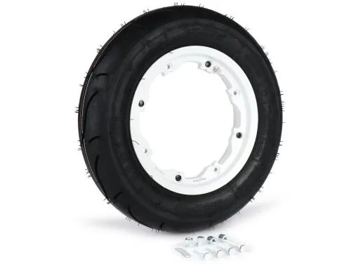 Kit neumático y llanta -BGM Sport, sin cámara, Lambretta- 3,50 - 10 pulgadas TL 59S (reforzado) - llanta 2,10-10 blanca