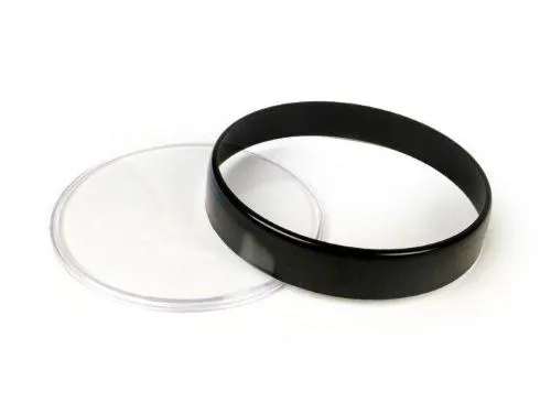 Kit BGM Original 3331718 con lente trasparente Ø105 mm e ghiera nera per contachilometri Vespa PX Arcobaleno, PK XL1 e GT/GTV indicati.